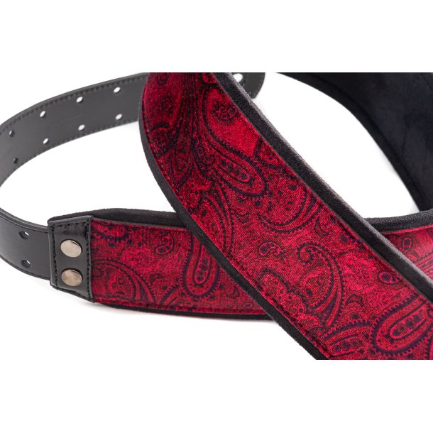 RightOn! Paisley Velvet-70 Red Wide Guitar Strap